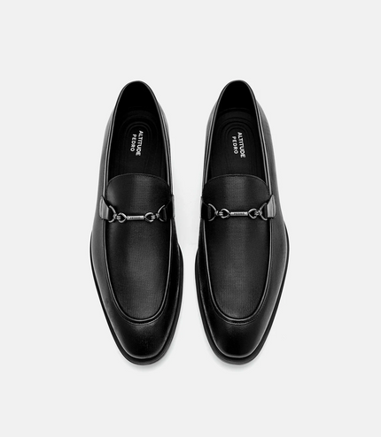 Altitude Lightweight Leather Horsebit Loafers - Black