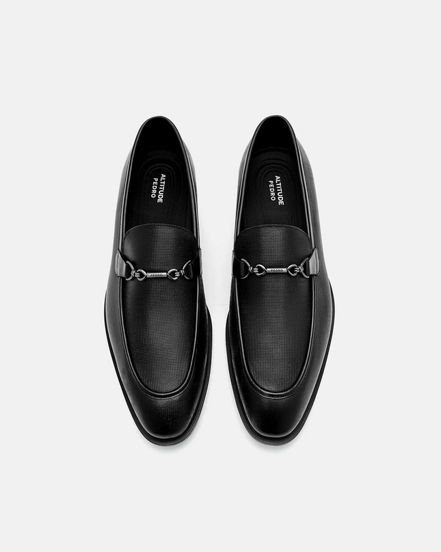 Altitude Lightweight Leather Horsebit Loafers - Black