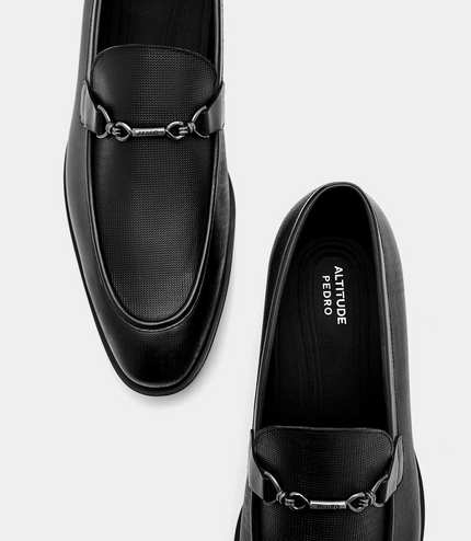 Altitude Lightweight Leather Horsebit Loafers - Black
