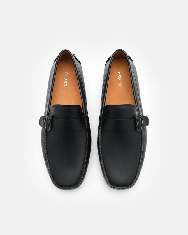 Taper Leather Driving Shoes - Black