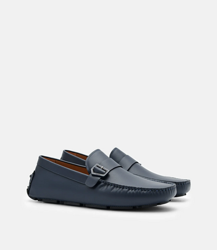 Taper Leather Driving Shoes - Navy
