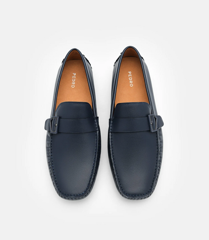 Taper Leather Driving Shoes - Navy