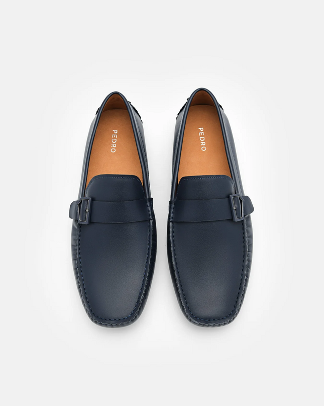 Taper Leather Driving Shoes - Navy