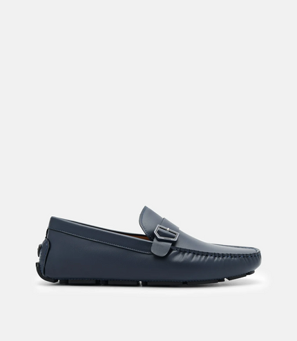 Taper Leather Driving Shoes - Navy