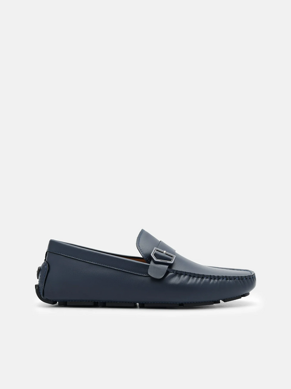 Taper Leather Driving Shoes - Navy