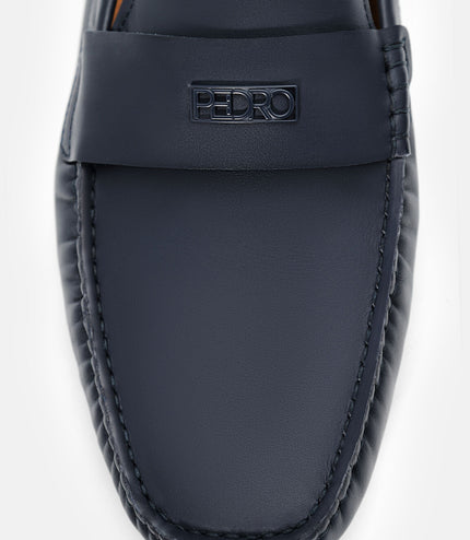 Dennis Leather Driving Shoes - Navy