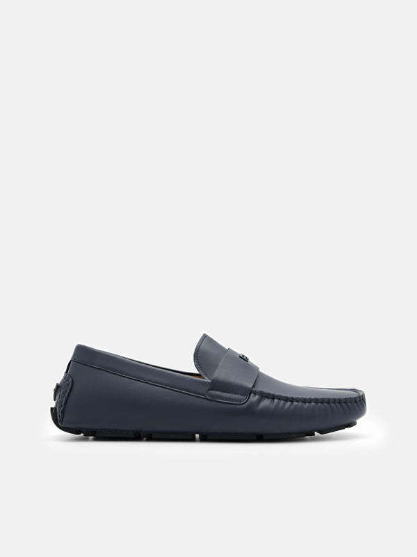 Dennis Leather Driving Shoes - Navy