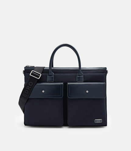 Elliott Leather Briefcase - Navy