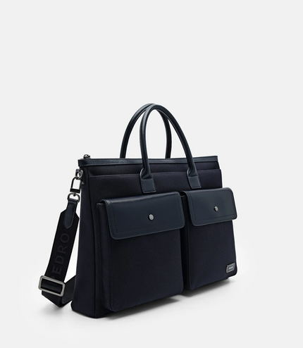 Elliott Leather Briefcase - Navy