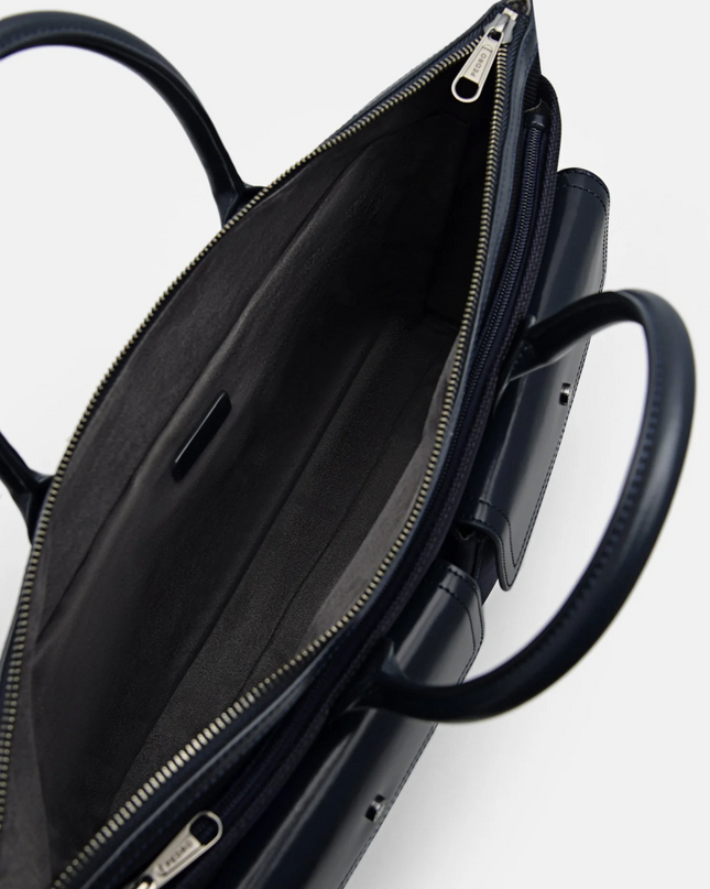 Elliott Leather Briefcase - Navy