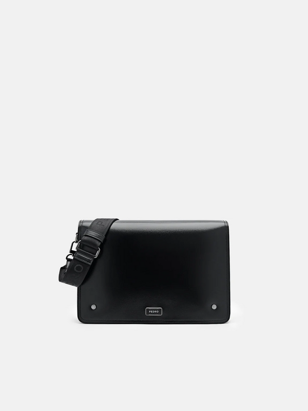 Elliott Leather Messenger Bag - Black