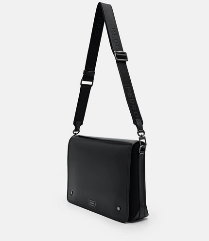 Elliott Leather Messenger Bag - Black
