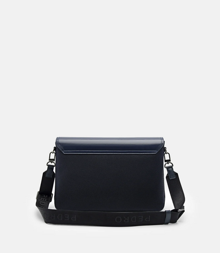 Elliott Leather Messenger Bag - Navy
