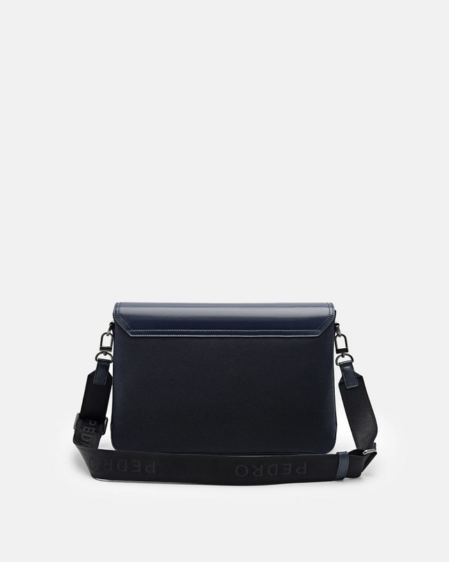 Elliott Leather Messenger Bag - Navy