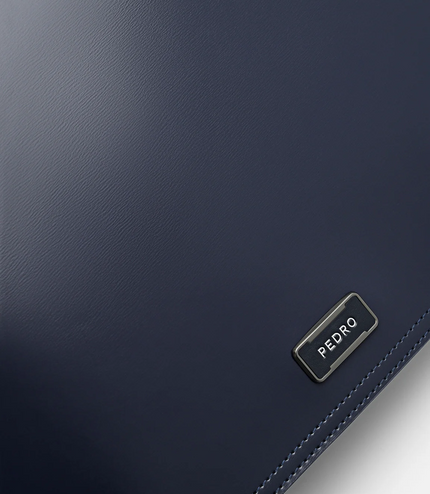 Elliott Leather Messenger Bag - Navy