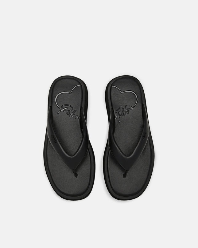 Platform Thong Sandals - Black