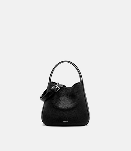 Demi Leather Bucket Bag - Black