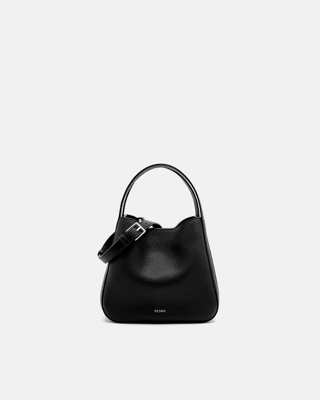 Demi Leather Bucket Bag - Black