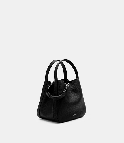 Demi Leather Bucket Bag - Black