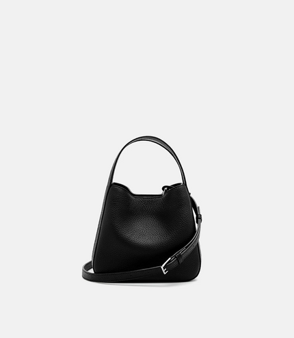 Demi Leather Bucket Bag - Black