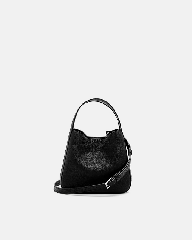 Demi Leather Bucket Bag - Black