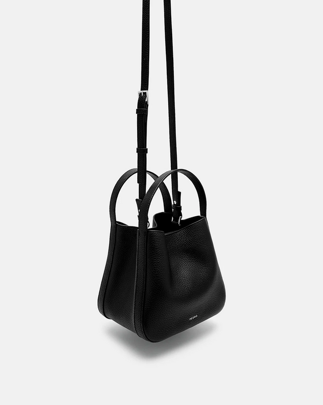 Demi Leather Bucket Bag - Black