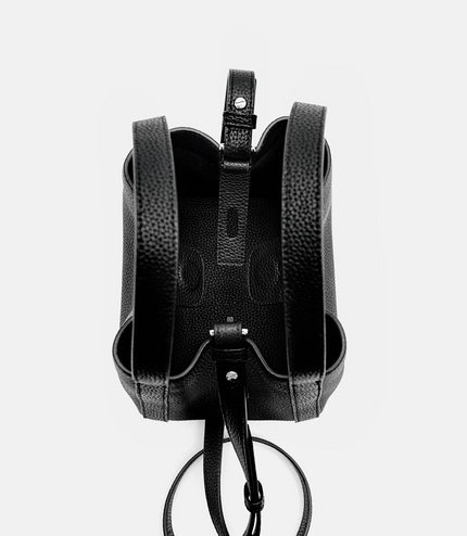 Demi Leather Bucket Bag - Black