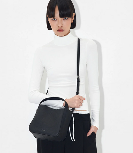 Demi Leather Bucket Bag - Black