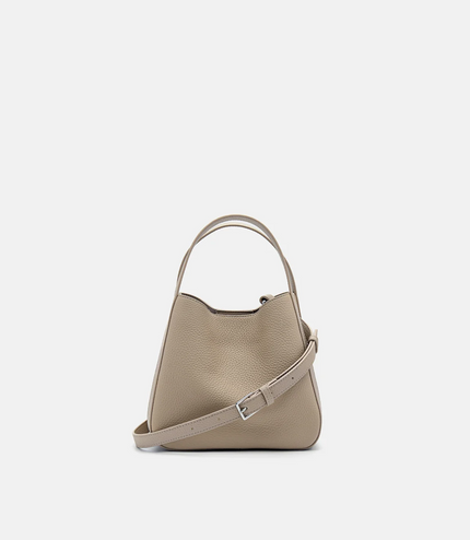 Demi Leather Bucket Bag - Taupe