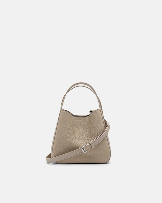 Demi Leather Bucket Bag - Taupe