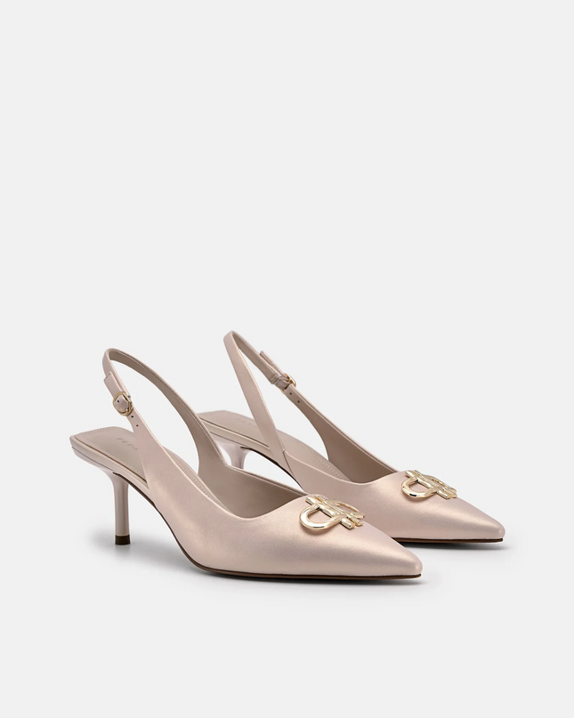 PEDRO Icon Leather Slingback Pumps - Champagne