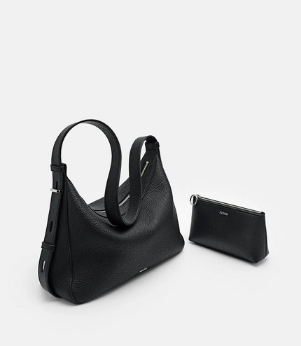 Demi Leather Shoulder Bag - Black