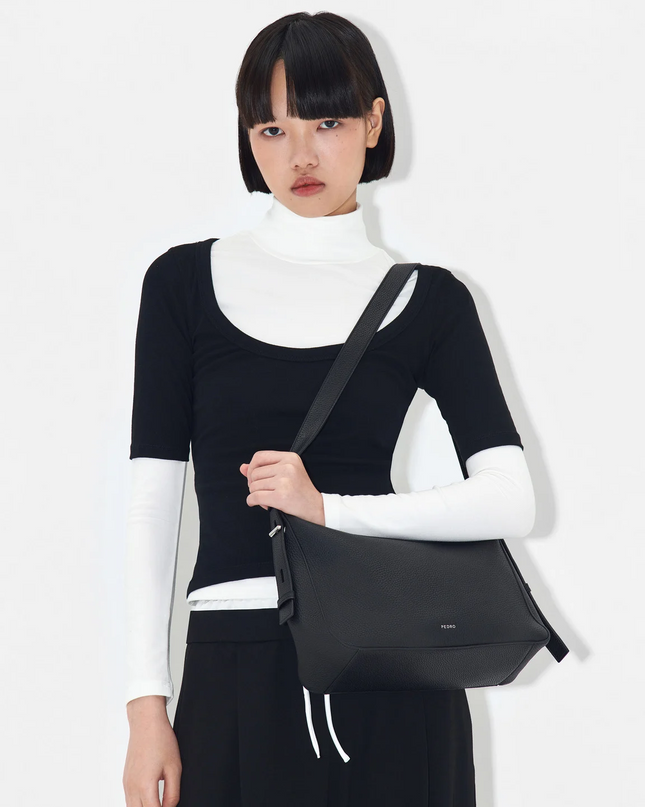 Demi Leather Shoulder Bag - Black
