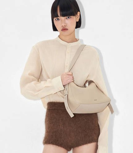Demi Leather Shoulder Bag - Taupe