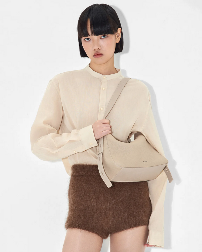 Demi Leather Shoulder Bag - Taupe