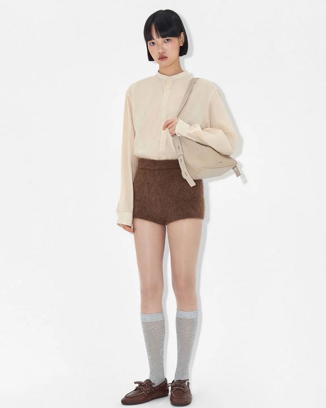 Demi Leather Shoulder Bag - Taupe