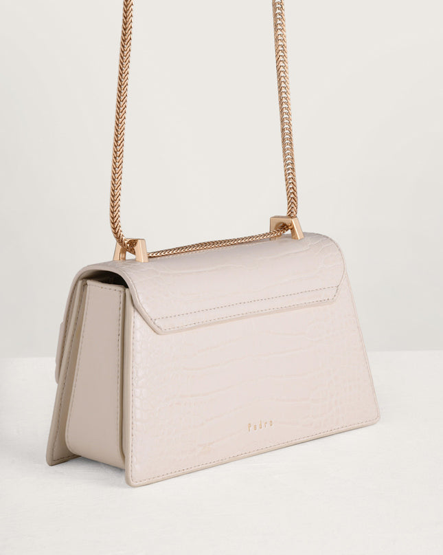 Buckled Croc-Effect Shoulder Bag