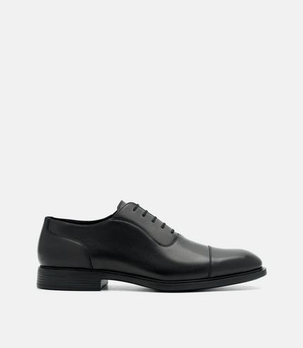 Altitude Lightweight Burnished Leather Oxford Shoes - Black