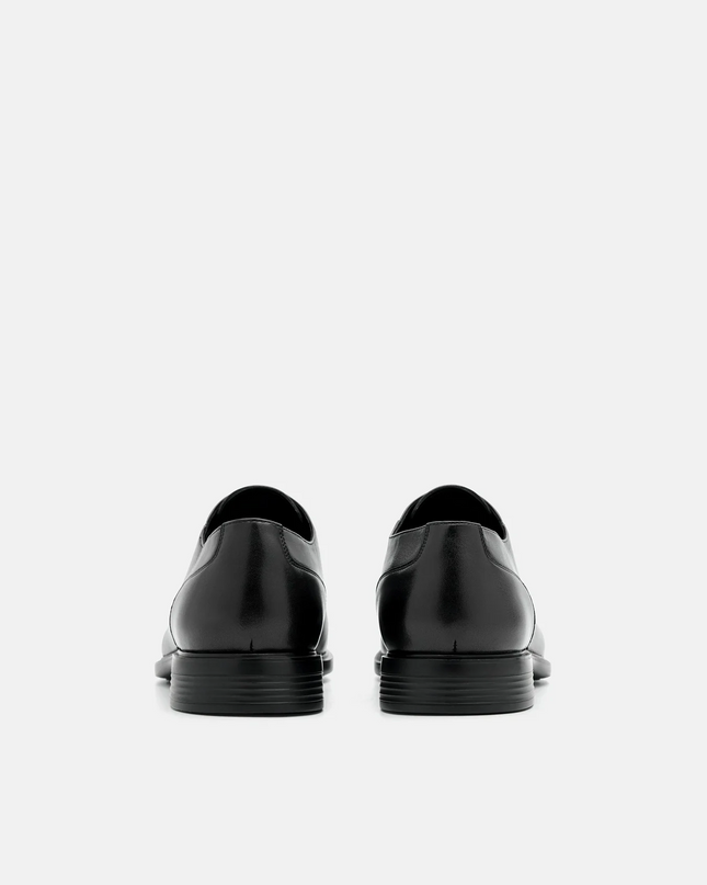 Altitude Lightweight Burnished Leather Oxford Shoes - Black