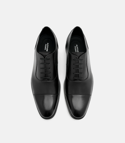 Altitude Lightweight Burnished Leather Oxford Shoes - Black
