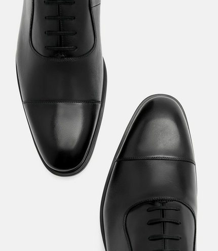 Altitude Lightweight Burnished Leather Oxford Shoes - Black