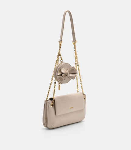 Textured Bow Phone Pouch - Sand