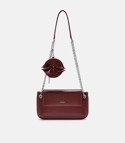 Textured Bow Phone Pouch - Wine