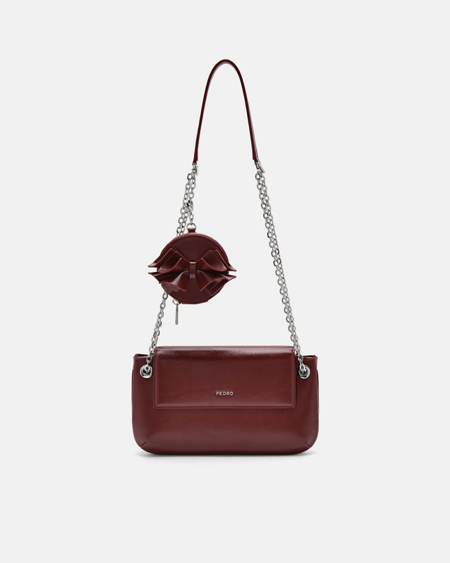 Textured Bow Phone Pouch - Wine