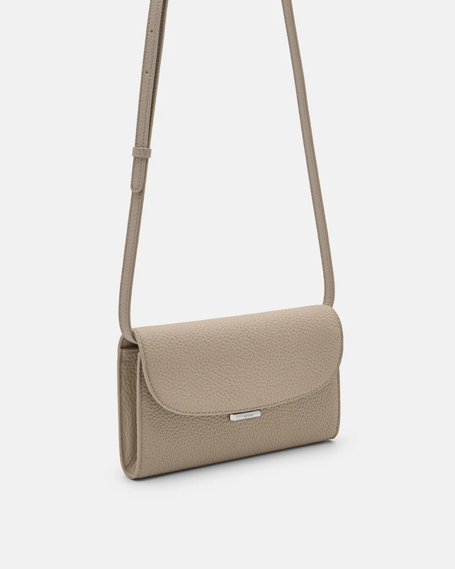 Embossed Leather Bi-Fold Long Wallet - Taupe