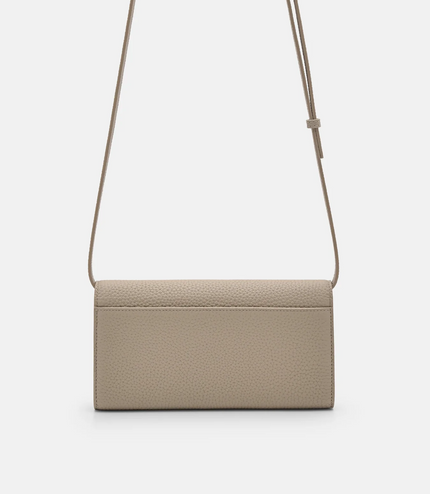 Embossed Leather Bi-Fold Long Wallet - Taupe