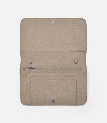 Embossed Leather Passport Holder - Taupe
