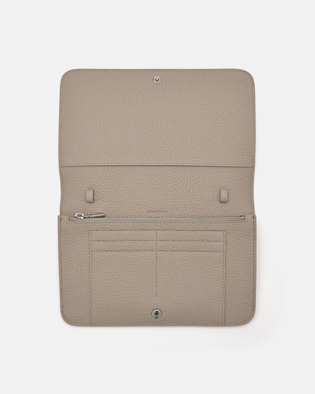 Embossed Leather Passport Holder - Taupe