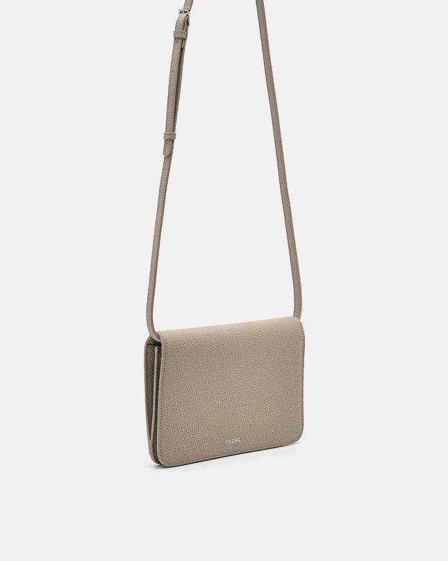 Embossed Leather Passport Holder - Taupe