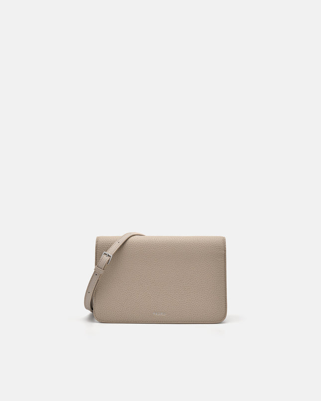 Embossed Leather Passport Holder - Taupe
